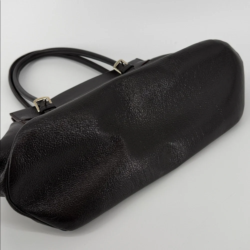 KATE SPADE Dark Chocolate Brown Pebble Leather Shimmer Shoulder Bag